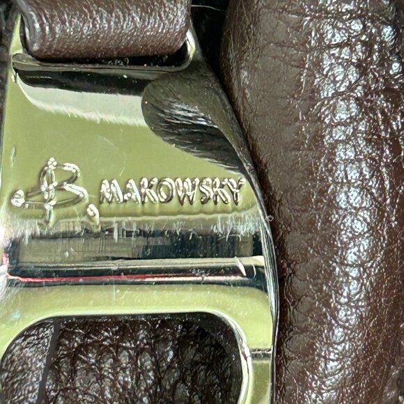 B. Makowsky Women's Leather Durango Shoulder Handbag KB8 Brown/Silver A201654 - Picture 4 of 14